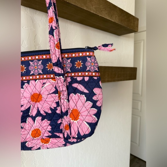 Bright Floral Pink and Blue Medium Quilted Tote Bag,Beautiful florals•••Cute bag - Picture 2 of 10